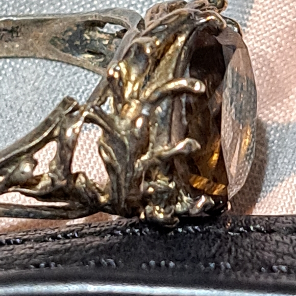 Smokey Quartze Antique 1950's large stone ring .READ all description. - Picture 7 of 12